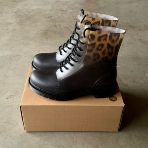 Mix No. 6 Leopard Rahima Combat Weather/Water Resistant Lace-Up Boots 11 Womens